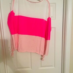 Lilly Pulitzer Westwood Coolmax Color Block Women's Top - Pink and White